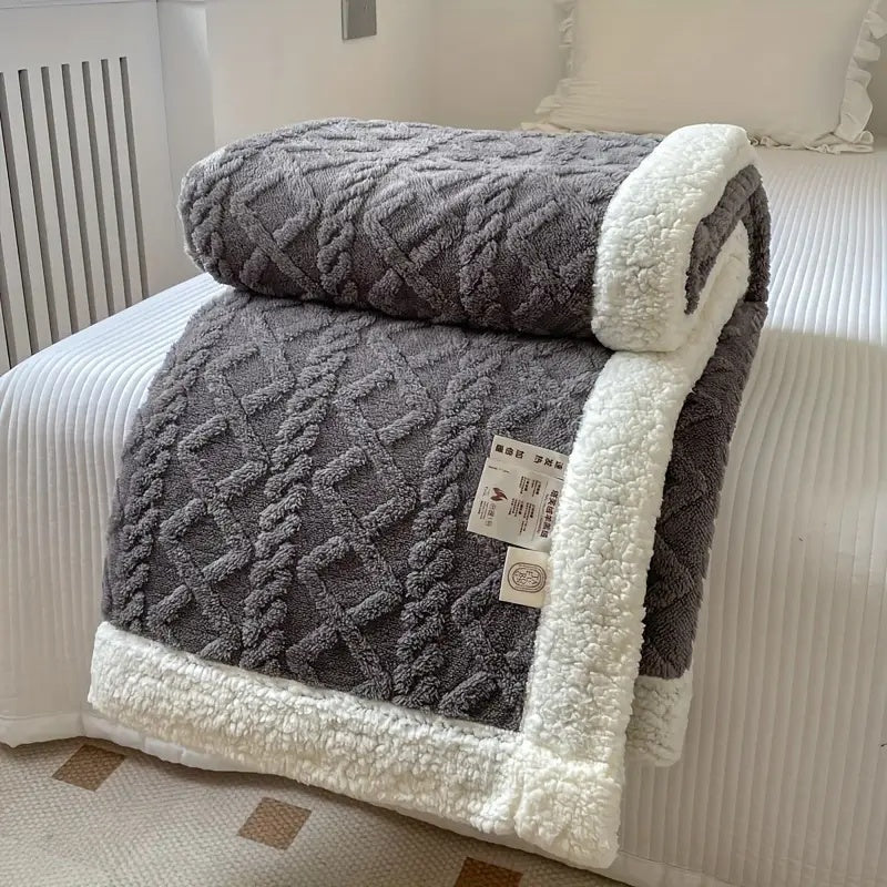 Reversible Sherpa Fleece Throw Blanket Plush Tufted Double-Sided for Couch Bed Sofa All-Season Warmth Bedroom Living Room Décor | Thomler