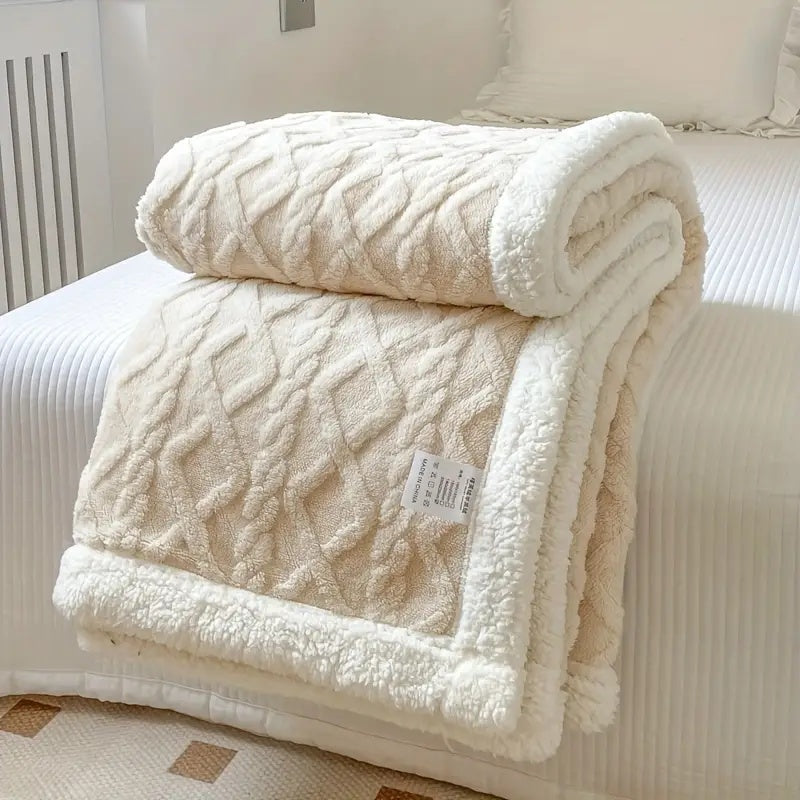 Reversible Sherpa Fleece Throw Blanket Plush Tufted Double-Sided for Couch Bed Sofa All-Season Warmth Bedroom Living Room Décor | Thomler
