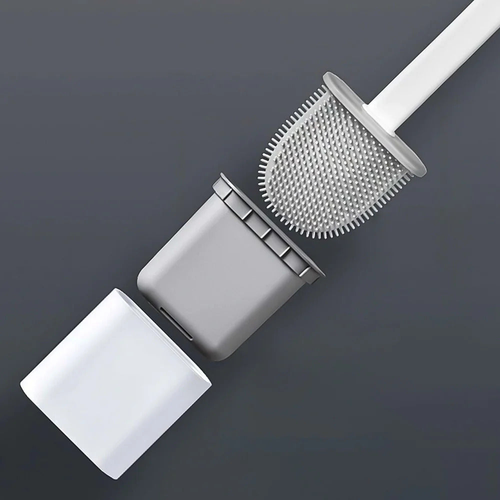 Flexible Silicone Toilet Brush with Holder and Wall Mount for Modern Bathrooms | Thomler