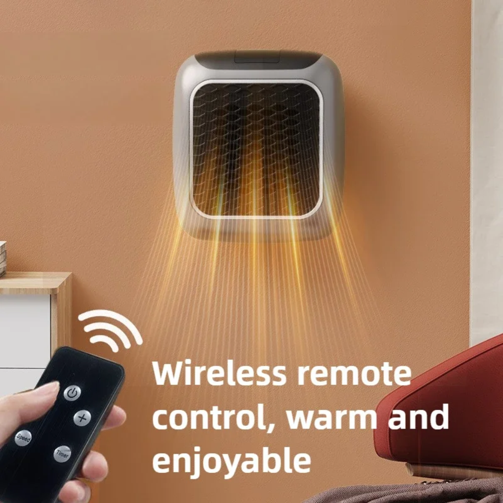 Compact Wall-Outlet Space Heater | Adjustable Temperature & Fan Speed | Overheat Protection for Bedroom, Office, Bathroom | 800W Plug-In | Thomler