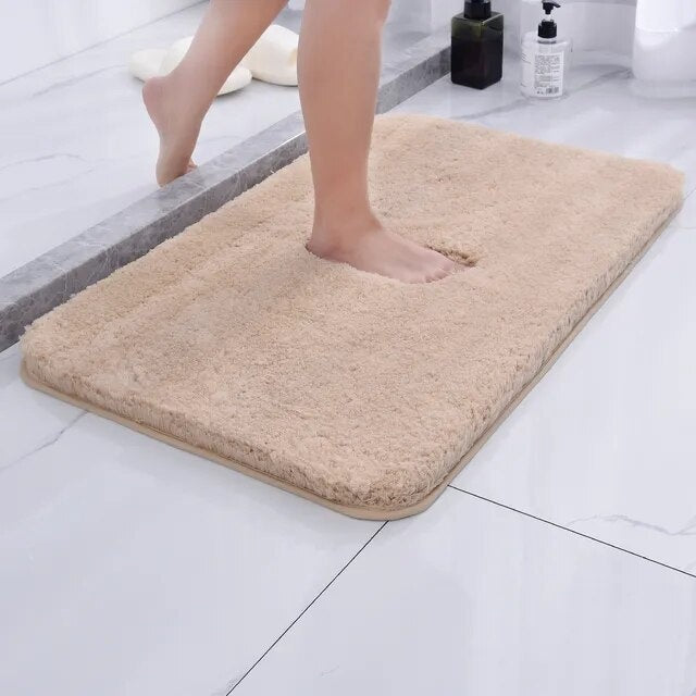Non-Slip Microfiber Bath Mat Absorbent Shag Bathroom Rug with Rubber Backing for Shower Tub Safety Soft Plush Floor Runner Washable Home | Thomler