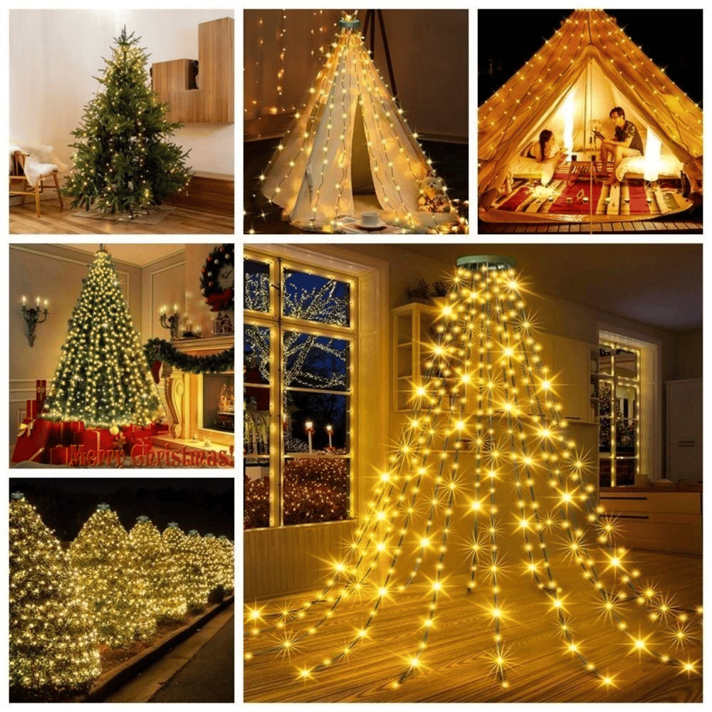Cascading LED Tree Lights with Remote Control & Timer for 4-12 ft Christmas Trees | Thomler