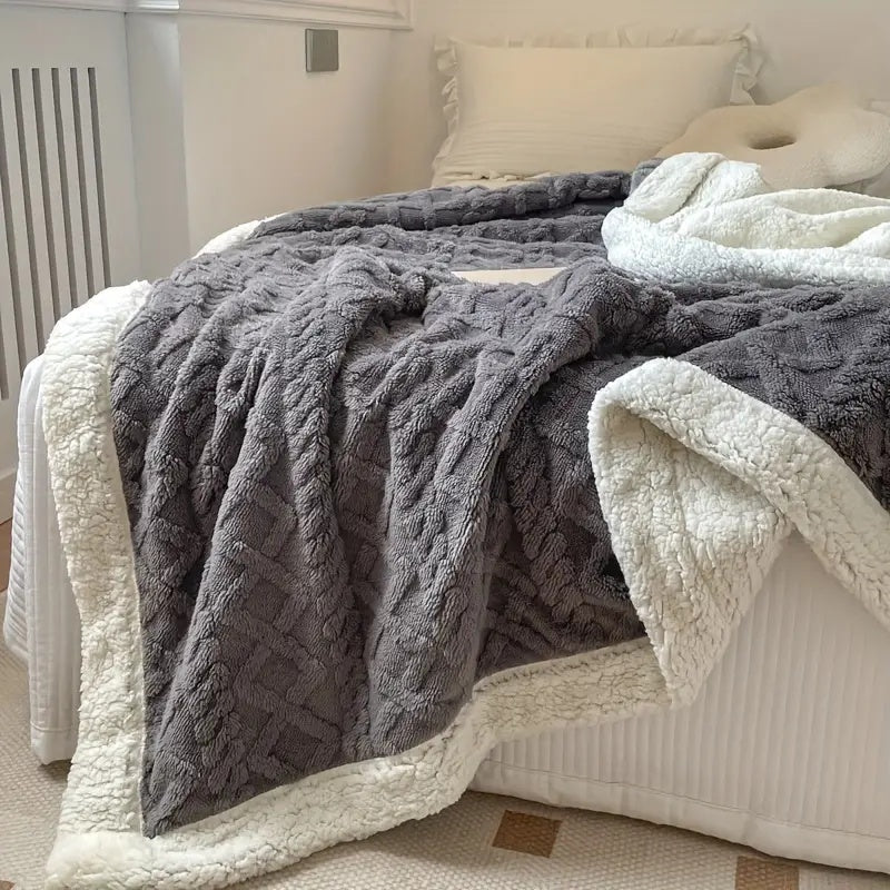 Reversible Sherpa Fleece Throw Blanket Plush Tufted Double-Sided for Couch Bed Sofa All-Season Warmth Bedroom Living Room Décor | Thomler