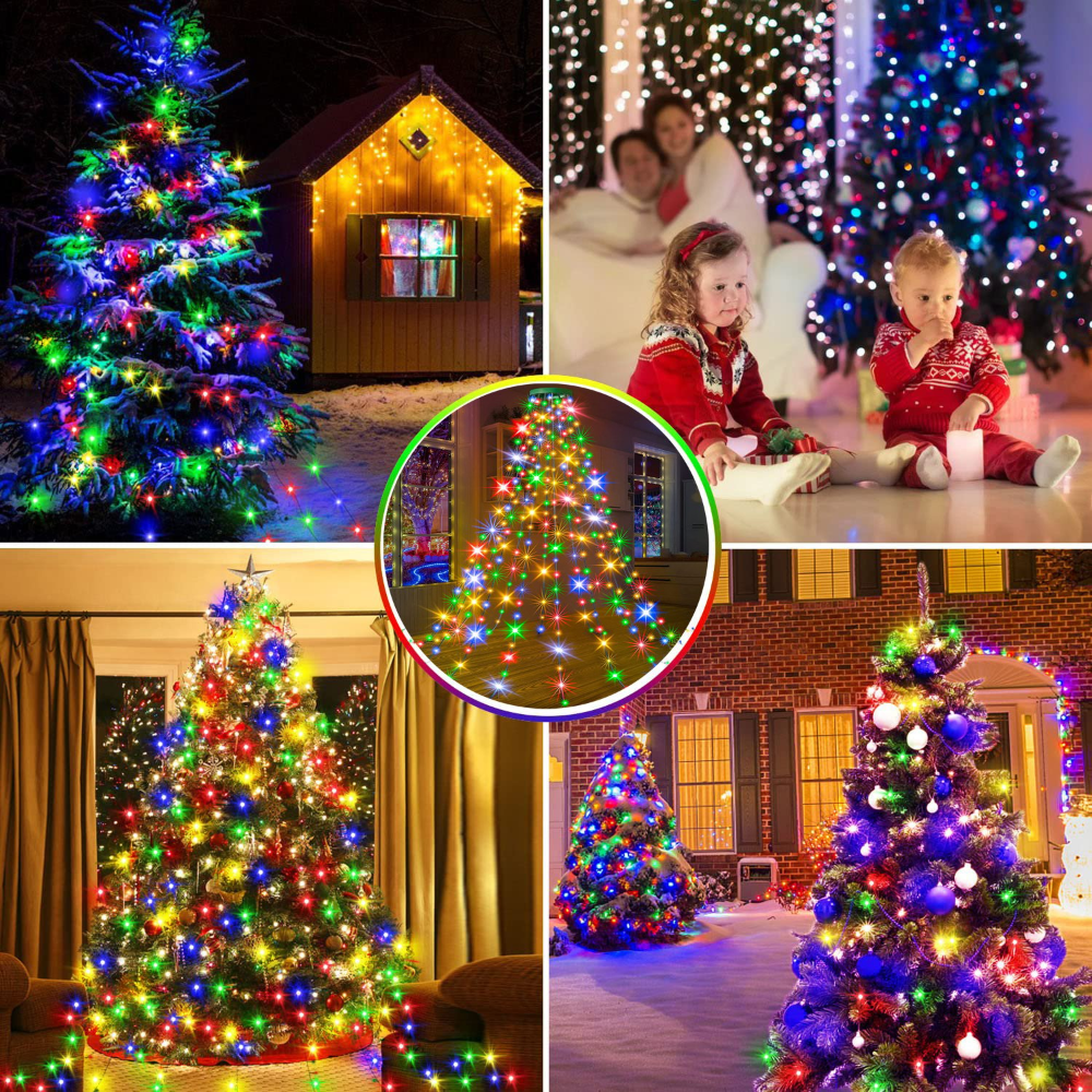 Cascading LED Tree Lights with Remote Control & Timer for 4-12 ft Christmas Trees | Thomler