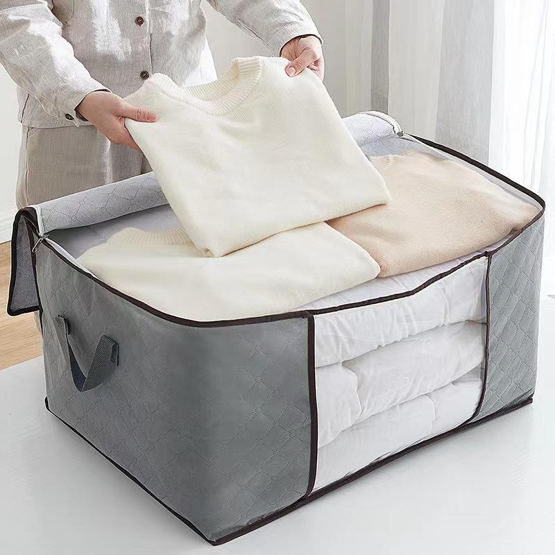 Foldable Garment Organizer with Clear Window & Handles for Closet Bedroom Dorm Storage Large Capacity Space Saver Bin | Thomler