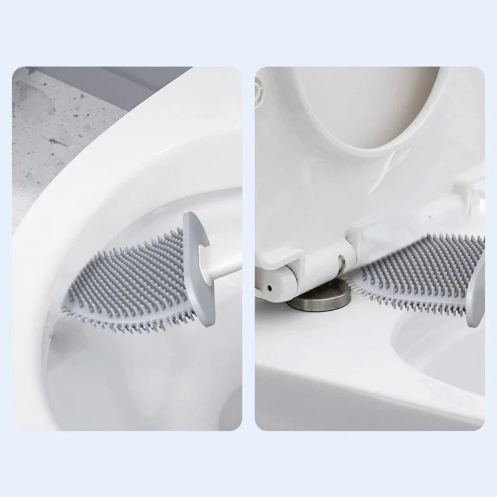 Flexible Silicone Toilet Brush with Holder and Wall Mount for Modern Bathrooms | Thomler