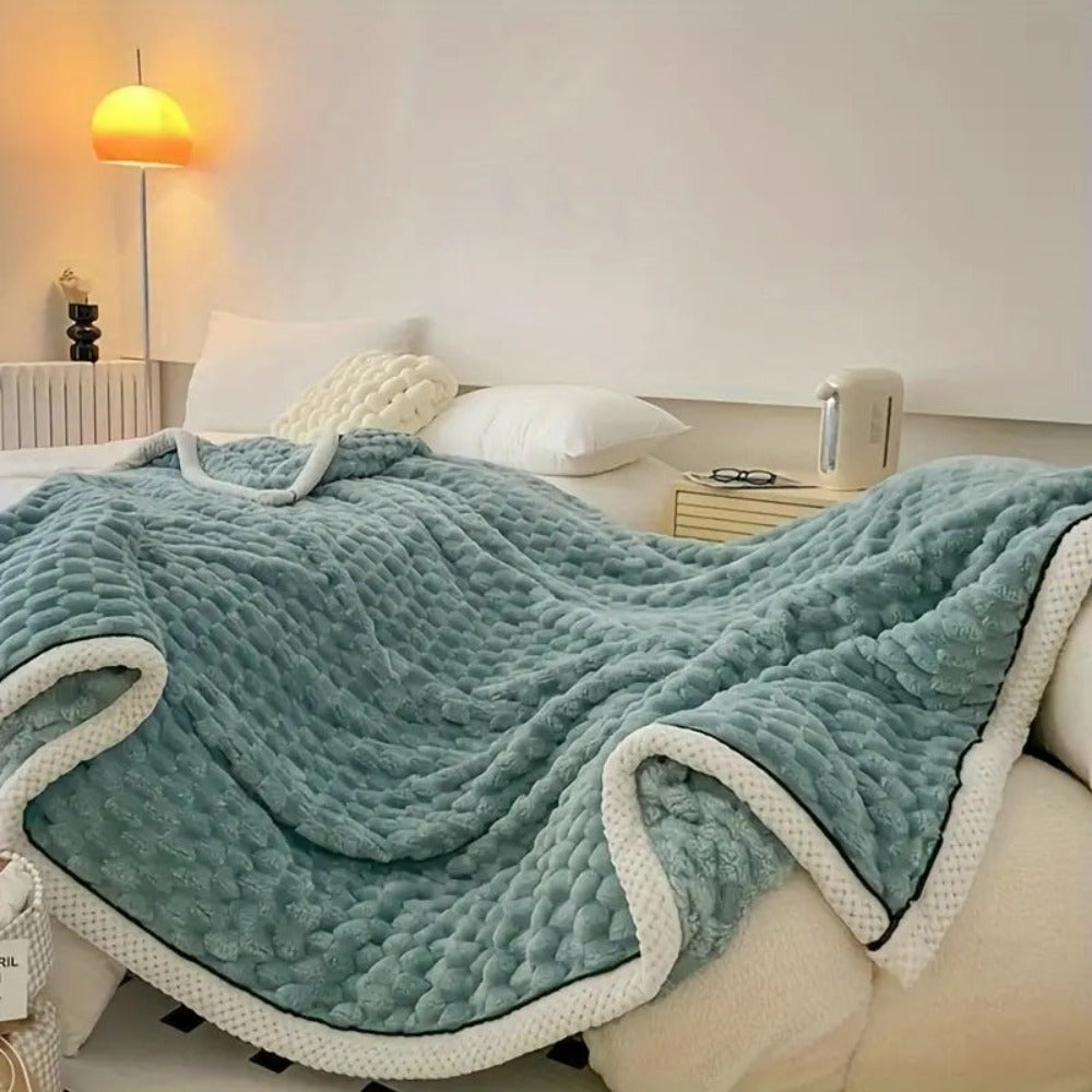 Textured Sherpa Fleece Throw Blanket for Couch Bed & Year-Round Comfort in Multiple Sizes & Colors for Living Room Bedroom Decor | Thomler