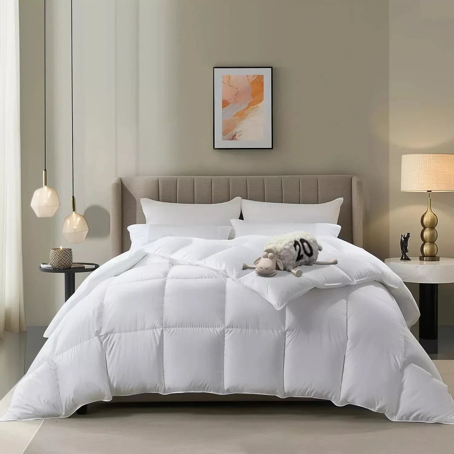 Down Comforter All Season Lightweight Breathable Quilt for Single Double Queen King Bed White Pink Gray 95% Goose Filled Year Round | Thomler