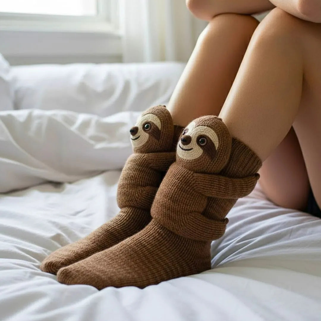 Plush Animal Slipper Socks for Women & Men - Cozy Fleece-Lined Winter Floor Socks with Non-Slip Grips | Thomler