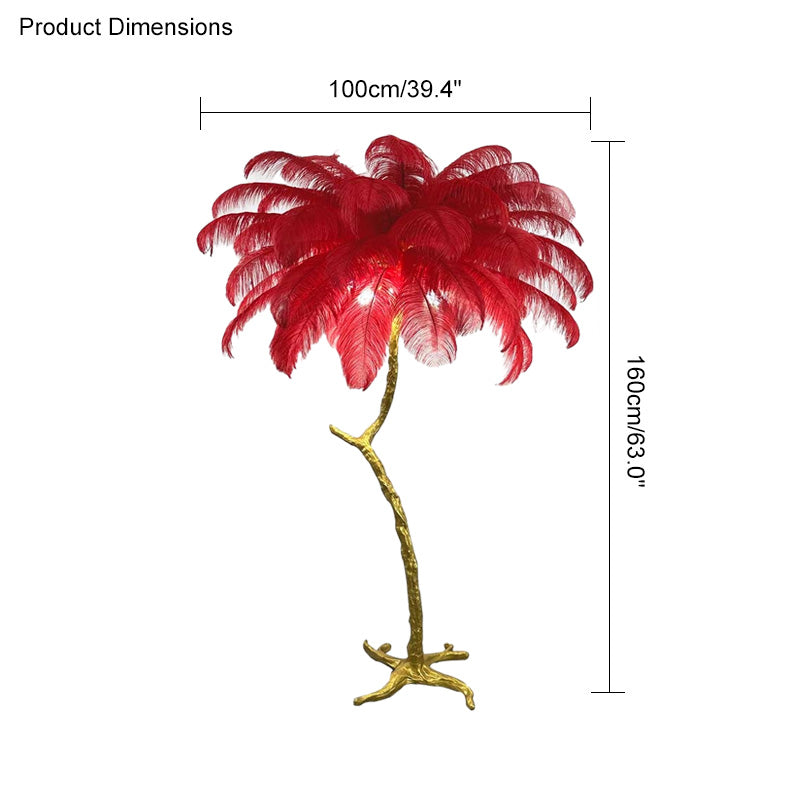 Floor Lamp Feather Shade 160.0 cm White Living Room Bedroom Palm Tree Standing Light Tropical Ambient Lighting | Thomler
