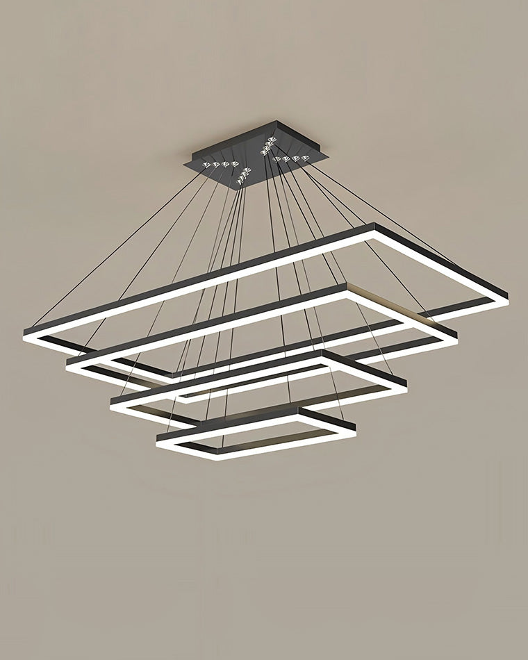Chandelier Metal Integrated LED 47 in Adjustable Black Living Room Dining Room Pendant Light | Thomler