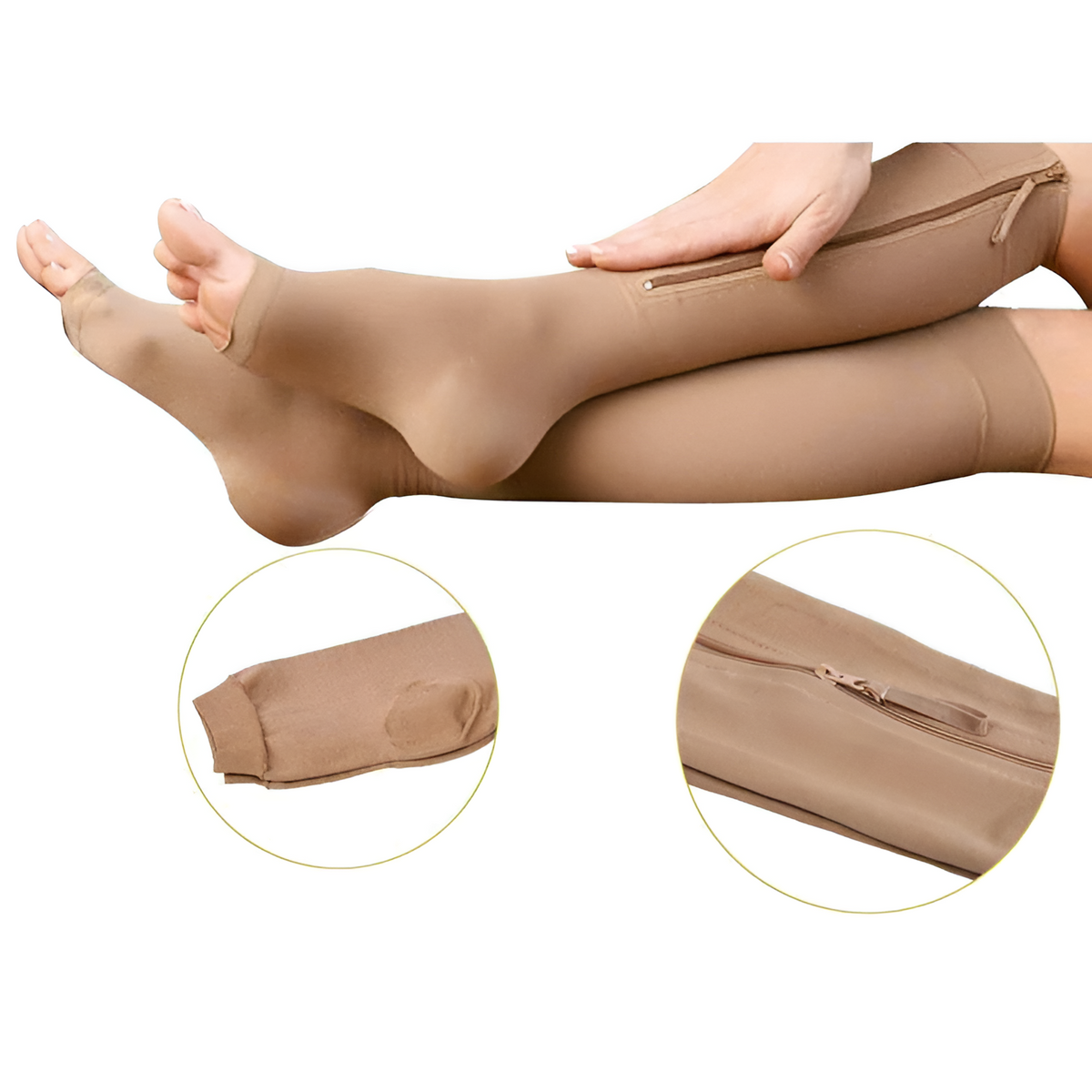 Zippered Compression Socks with 20-30 mmHg Support for Swelling & Circulation – Open Toe Design for Men & Women | Thomler