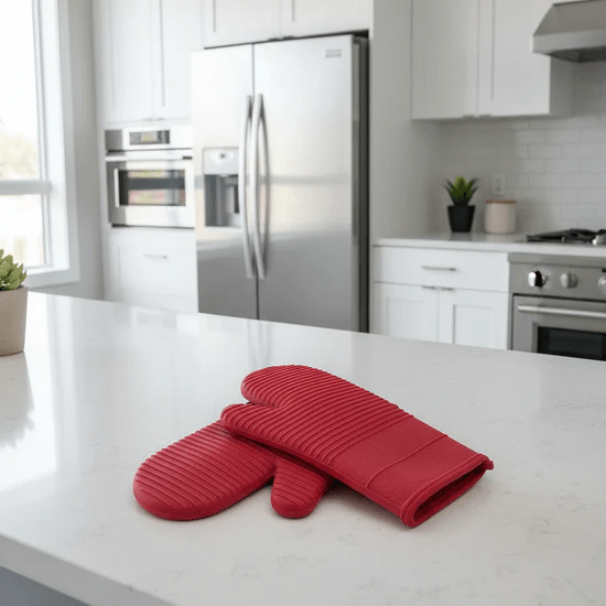Oven Gloves Food-Grade Silicone 13 in Heat Resistant Kitchen Cooking BBQ Baking Safety Gloves | Thomler