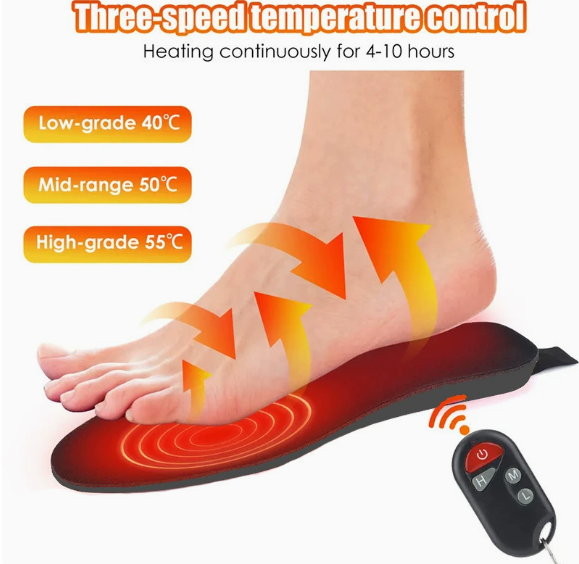 Wireless Rechargeable Heated Insoles with Remote Control for Winter Warmth & Cold Weather Comfort in Boots, Sneakers & Outdoor Footwear | Thomler
