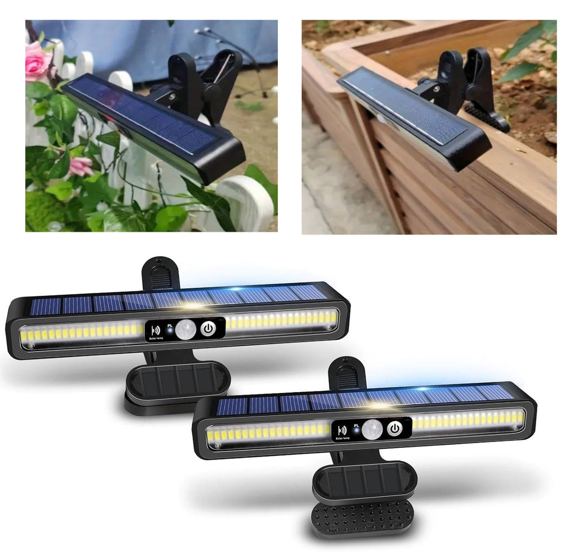 Motion-Activated Solar Clip Light for Fences, Decks & Sheds – 36 LED, IP55 Weatherproof, 2-Pack | Thomler