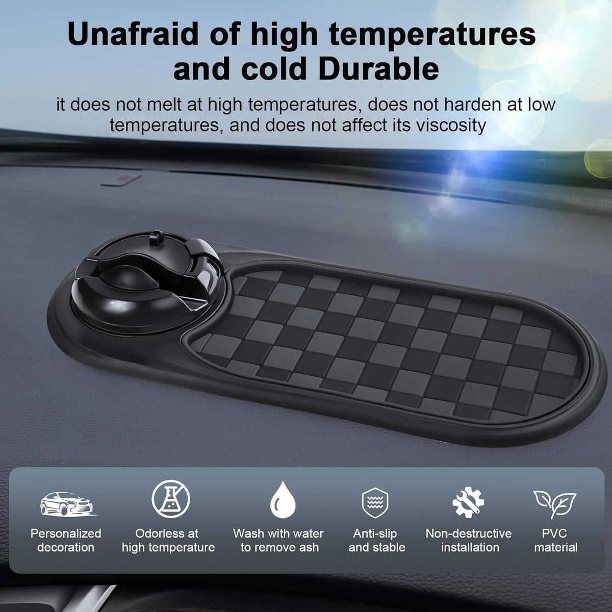 Dashboard Phone Mount with Storage Organizer & Parking Display for All Smartphones | Hands-Free Navigation Holder | 360° Rotating Cradle | Thomler
