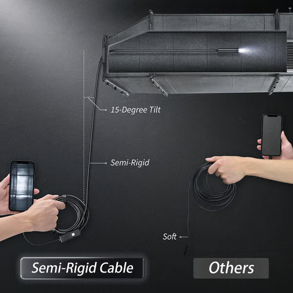 Inspection Camera 5.0 m 1080P HD Flexible Cable Drain Pipe Car Engine Endoscope With LED Light Smartphone Viewer | Thomler