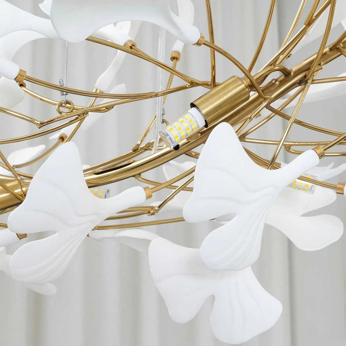 Curved Ceramic Chandelier with Gold or Nickel Hardware for Modern Dining Room & Bedroom | Thomler