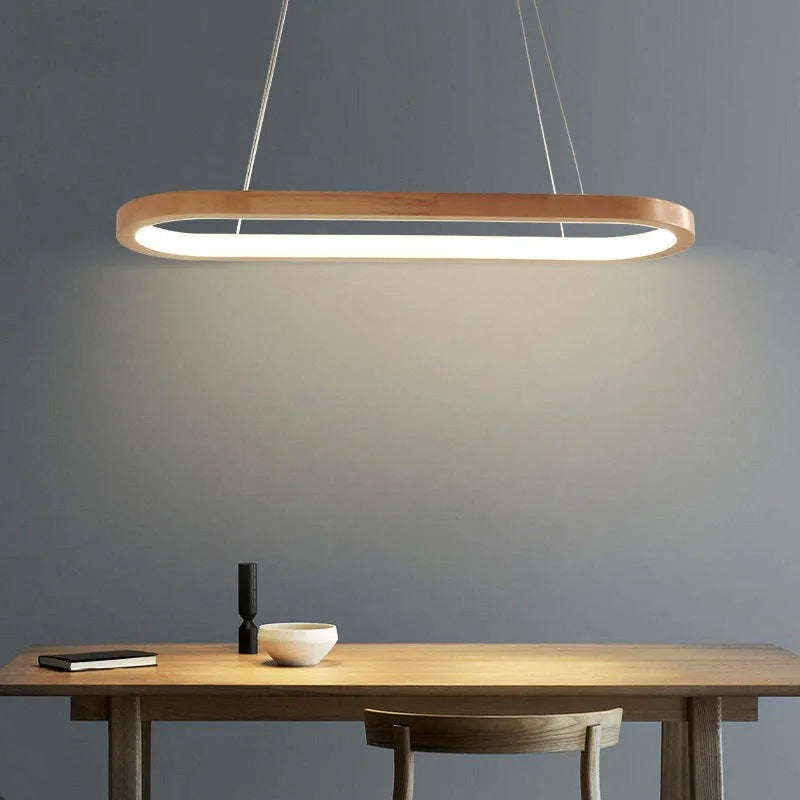 Hanging Ceiling Fixture with Natural Wood Finish & Acrylic Diffuser for Dining Rooms, Kitchen Islands & Living Spaces | Thomler