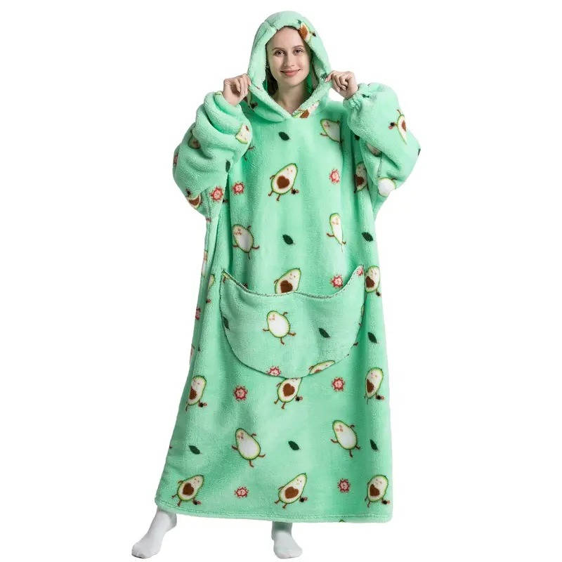 Oversized Hooded Throw with Sleeves – Dual-Layer Sherpa & Fleece for Couch Lounging, Gaming & Reading | Thomler