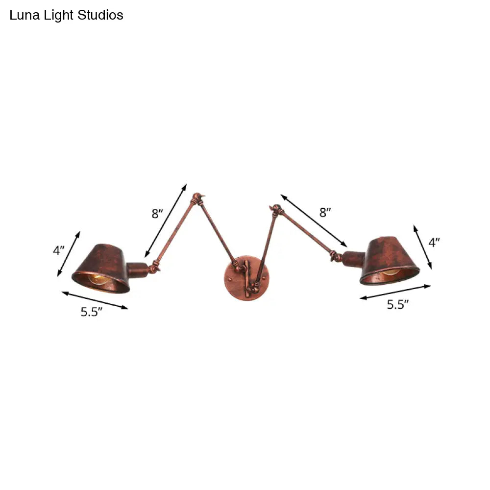 Adjustable Metal Wall Light Fixture with Cone Shade for Bedroom Living Room Industrial Decor Home Office Hallway Dining Room 2 or 3 Light | Thomler