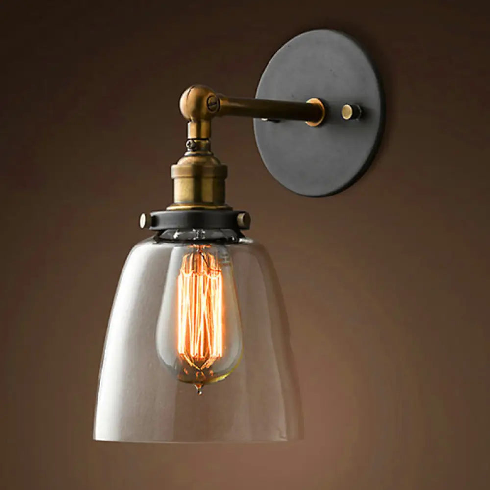 Adjustable Wall Sconce with Clear Glass & Brass-Black Finish – Industrial Metal Light for Kitchen, Hallway & Bedroom | Thomler