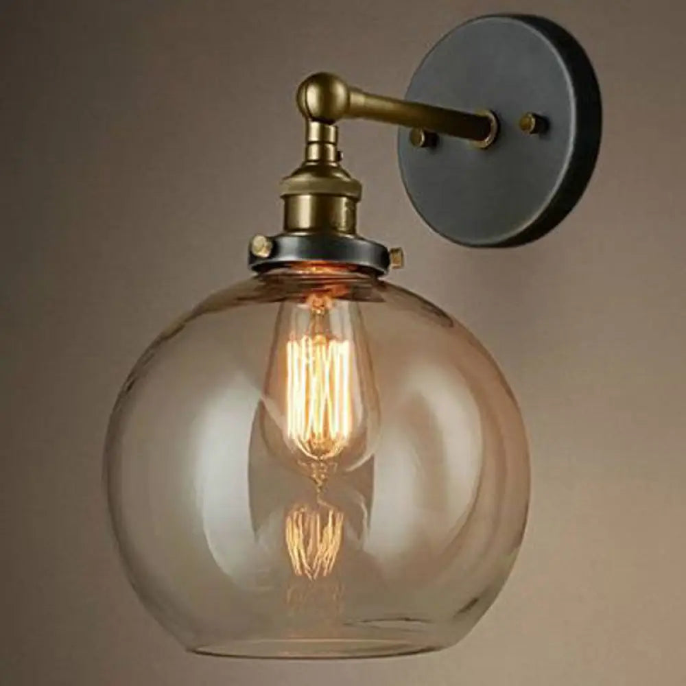 Adjustable Wall Sconce with Clear Glass & Brass-Black Finish – Industrial Metal Light for Kitchen, Hallway & Bedroom | Thomler