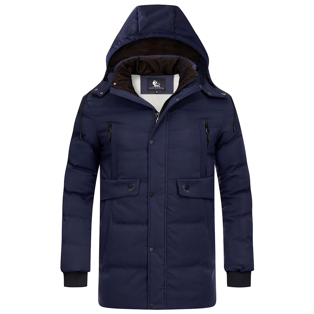 Waterproof Insulated Winter Parka Jacket with Detachable Hood for Men | Cold Weather Outdoor Coat with Padded Lining | Thomler