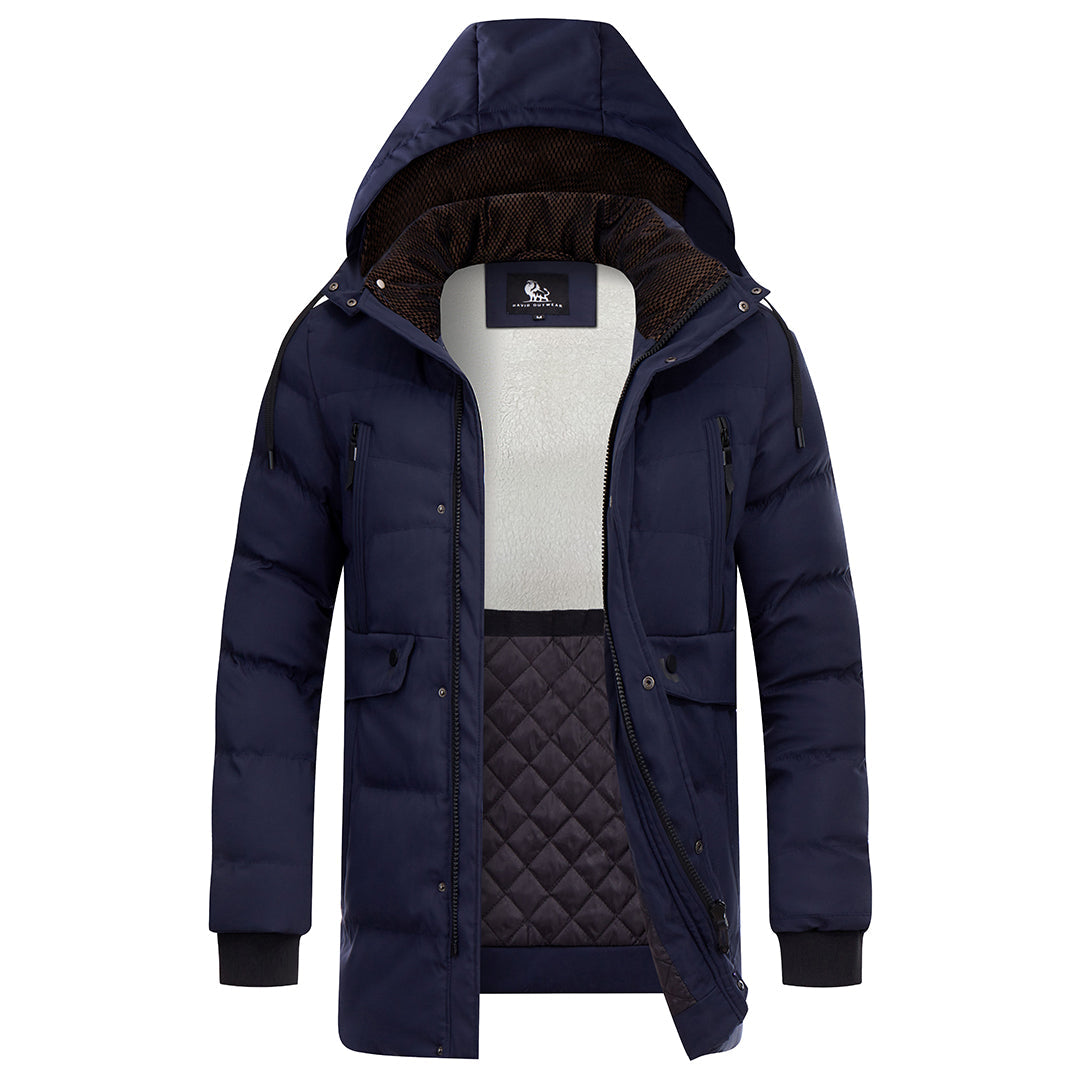 Waterproof Insulated Winter Parka Jacket with Detachable Hood for Men | Cold Weather Outdoor Coat with Padded Lining | Thomler
