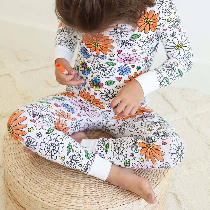 Color-Your-Own Kids Pajama Set with Washable Fabric Markers – Creative Bedtime Activity | Thomler