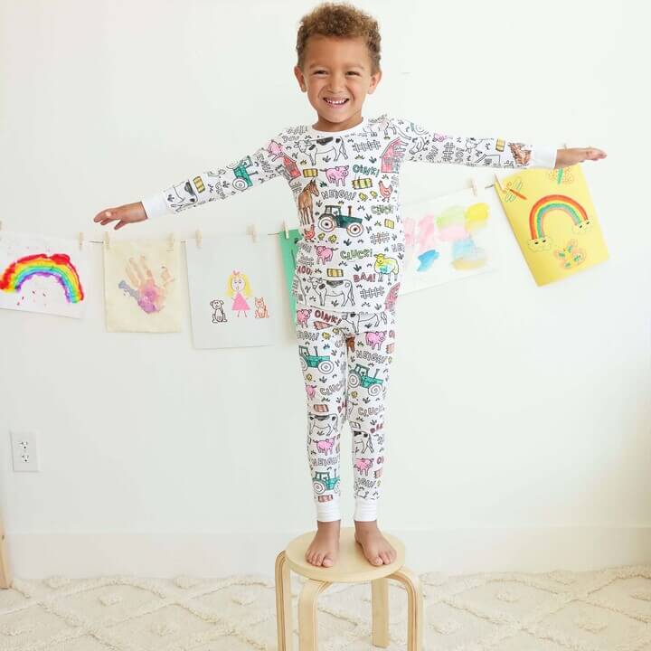 Color-Your-Own Kids Pajama Set with Washable Fabric Markers – Creative Bedtime Activity | Thomler