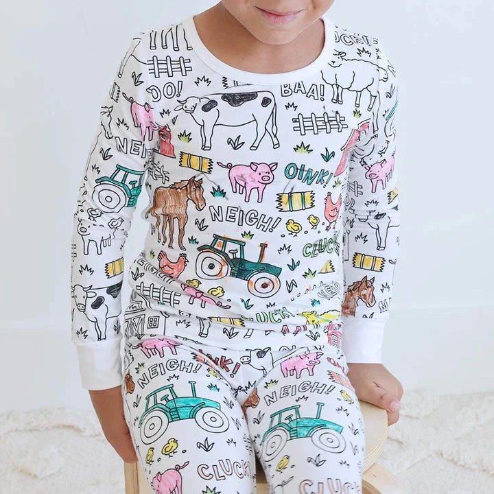 Color-Your-Own Kids Pajama Set with Washable Fabric Markers – Creative Bedtime Activity | Thomler