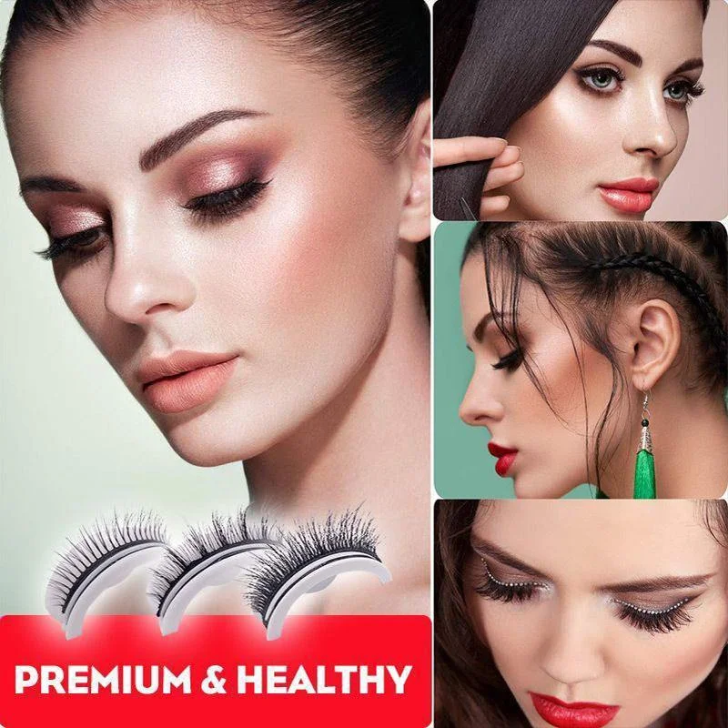Stick-On False Lashes Reusable No Glue Fake Eyelashes Self-Adhesive Strip Lashes Natural Look Washable Falsies for Everyday | Thomler