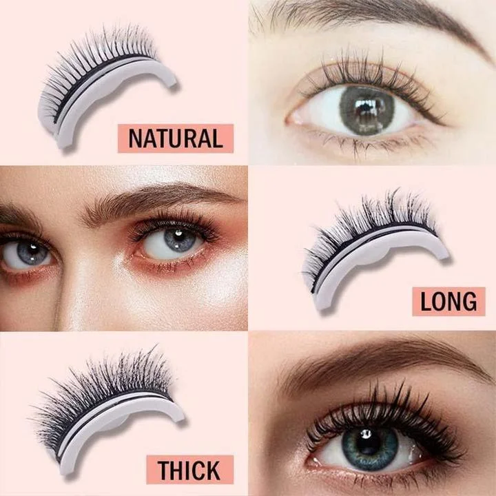 Stick-On False Lashes Reusable No Glue Fake Eyelashes Self-Adhesive Strip Lashes Natural Look Washable Falsies for Everyday | Thomler