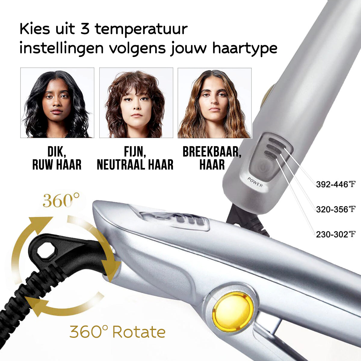Dual-Action Rotating Hair Styling Tool – Curls & Straightens Wet or Dry Hair with Ceramic Barrel & Ionic Bristles for Salon Blowouts at Home | Thomler