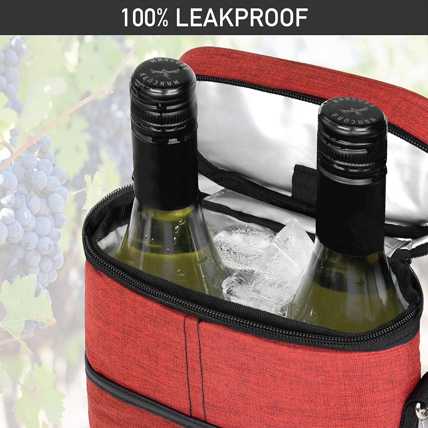 Padded Two-Bottle Wine Carrier Bag with Shoulder Strap for Picnics Parties Outdoor Travel Beach Dinner Events Wine Tastings Gifts | Thomler