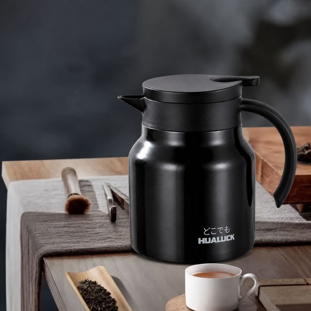 Vacuum Insulated Tea Carafe 27 oz with Removable Infuser – Double-Wall Stainless Steel Hot & Cold Beverage Server for Loose Leaf Tea Coffee | Thomler