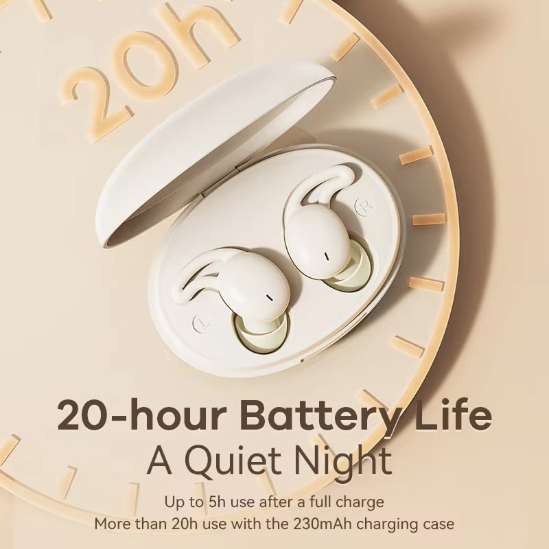 Sleep Earbuds with Passive Noise Isolation – Side Sleeper Comfort Design, 5-Hour Battery, Bluetooth 5.3, Touch Controls, Soft Silicone Fit | Thomler