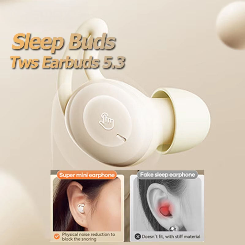 Sleep Earbuds with Passive Noise Isolation – Side Sleeper Comfort Design, 5-Hour Battery, Bluetooth 5.3, Touch Controls, Soft Silicone Fit | Thomler