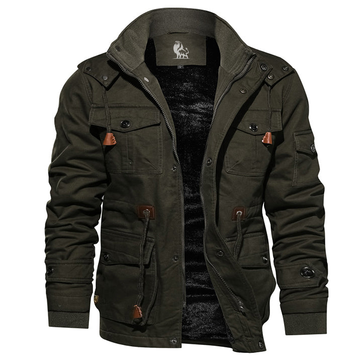 Men's Hooded Field Jacket – Durable Water-Resistant Coat with Removable Hood for Outdoor Adventures | Thomler