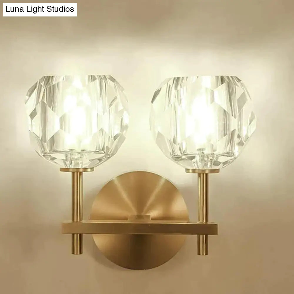 Crystal Wall Sconce with Copper Frame – Warm White LED Light Fixture for Living Room, Bedroom & Hallway | Thomler