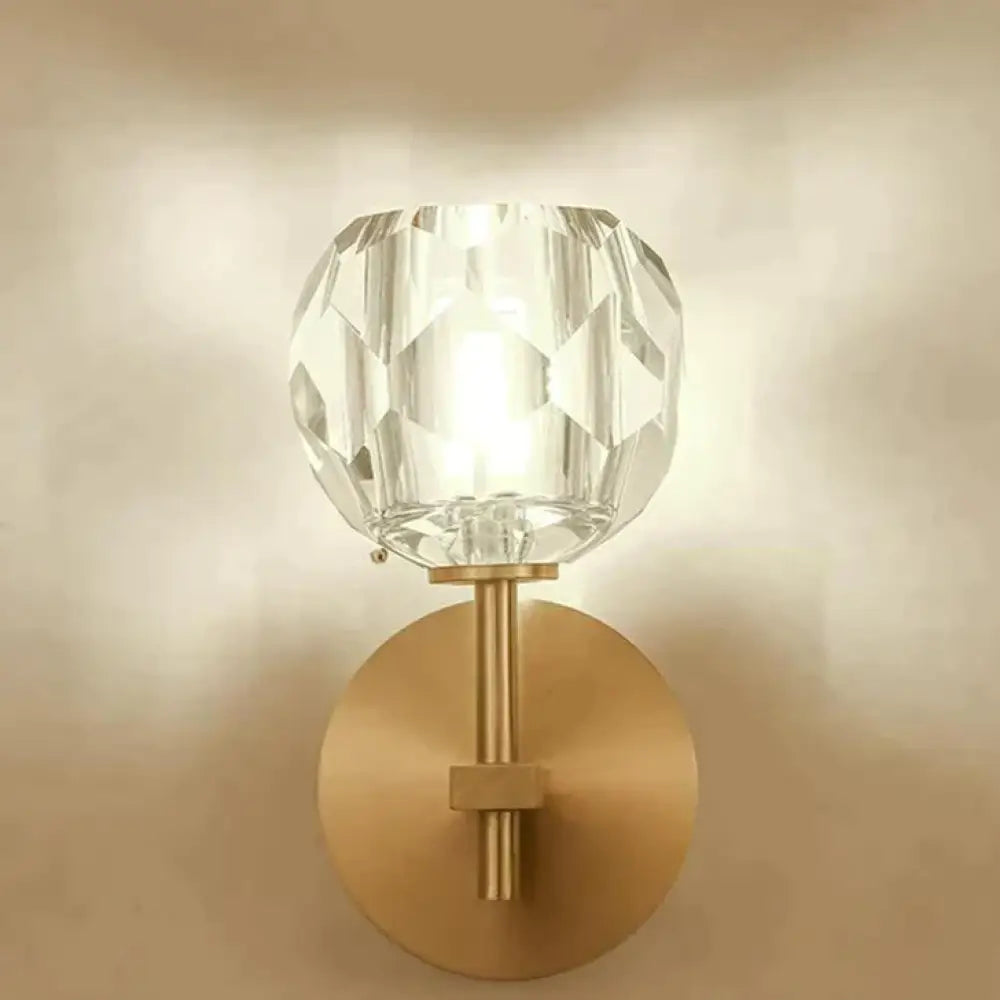 Crystal Wall Sconce with Copper Frame – Warm White LED Light Fixture for Living Room, Bedroom & Hallway | Thomler
