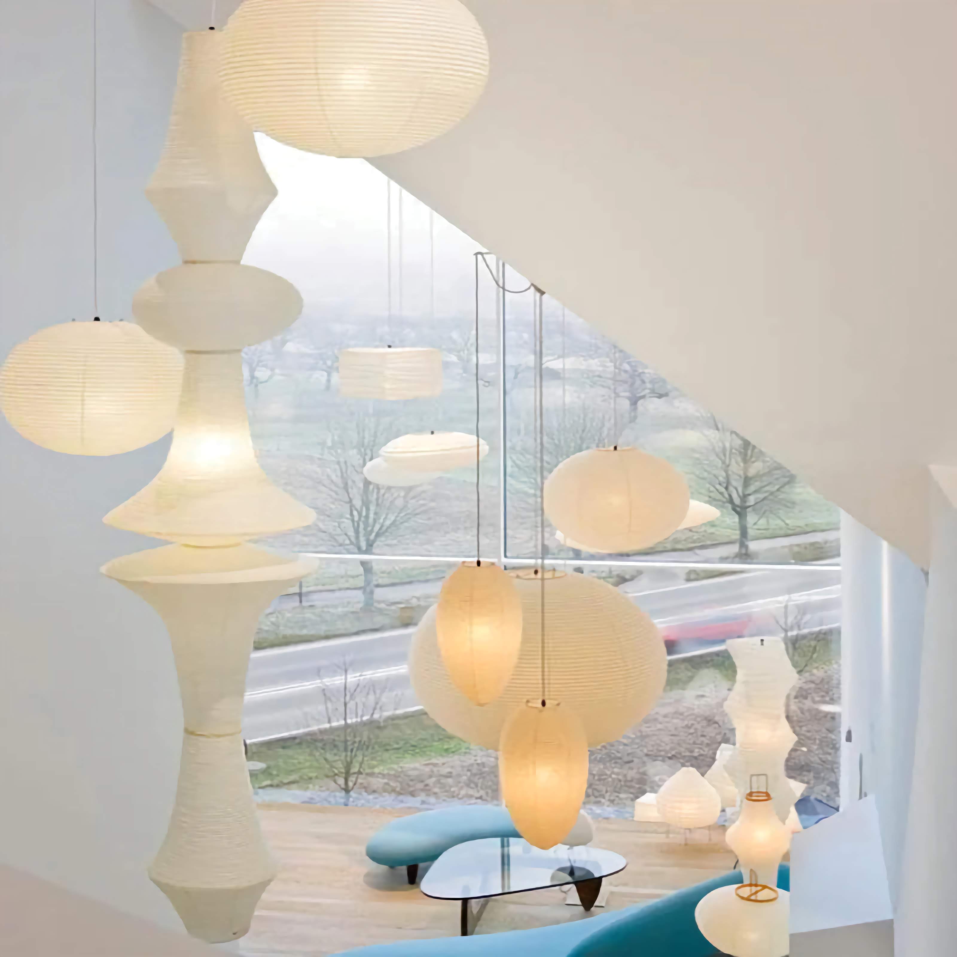 Pendant Light Paper Shade 55.1 in Hanging Ceiling Living Room Japandi Minimalist Rice Paper Fixture E27 Soft Glow | Thomler