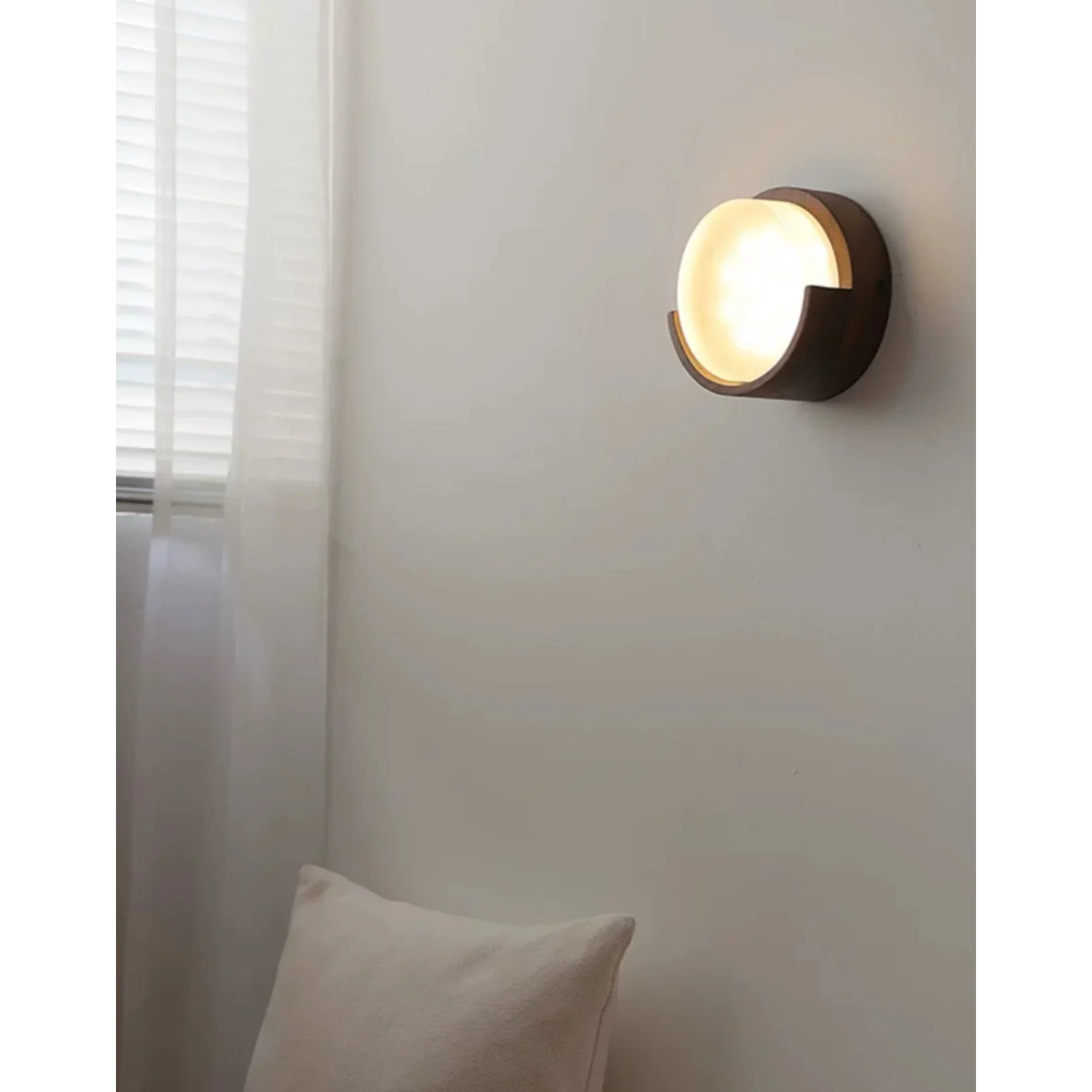 Wall Lamp Wood Metal 5.9 in Warm White Indoor Hallway Living Room Minimalist Japandi Accent Lighting Fixture | Thomler