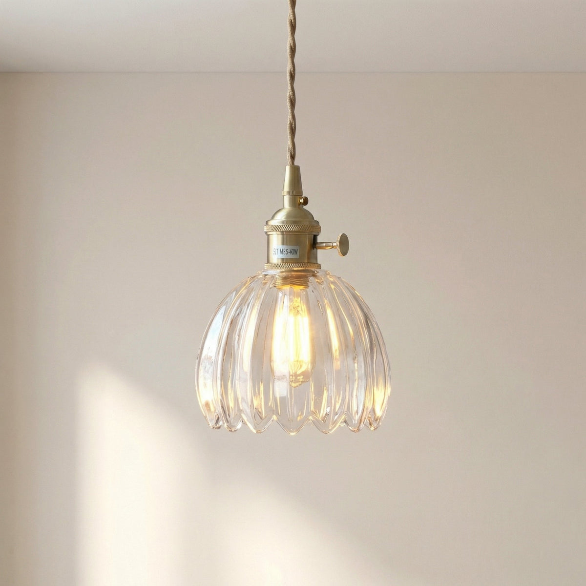 Glass Pendant Light Fixture with Adjustable Cord for Dining Room & Kitchen Island – Modern Minimalist E27 Socket Hanging Lamp | Thomler
