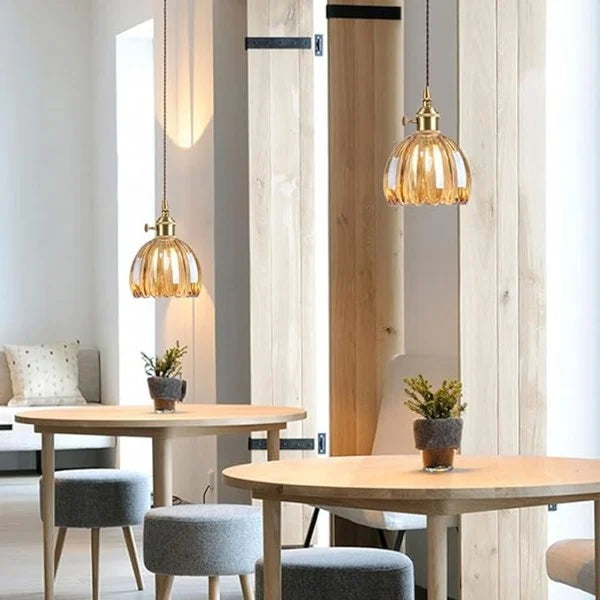 Pendant Light Glass E27 Amber Dining Room Kitchen Island Retro Hanging Ceiling Lamp | Thomler