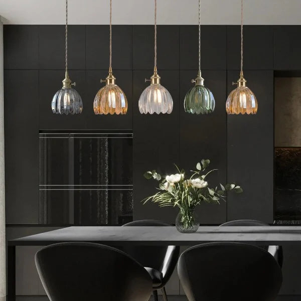 Pendant Light Glass Flower 12.0 cm (4.7") Japanese Style Dining Room Bedroom Hanging Ceiling Lamp E27 Warm Ambient Lighting | Thomler