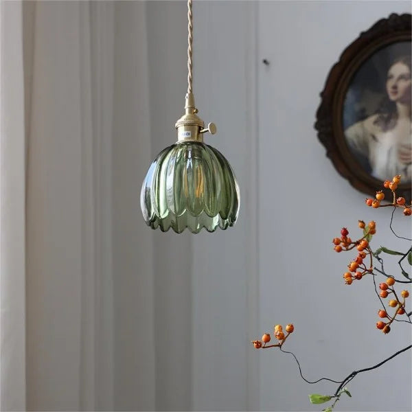 Pendant Light Glass Flower 12.0 cm (4.7") Japanese Style Dining Room Bedroom Hanging Ceiling Lamp E27 Warm Ambient Lighting | Thomler