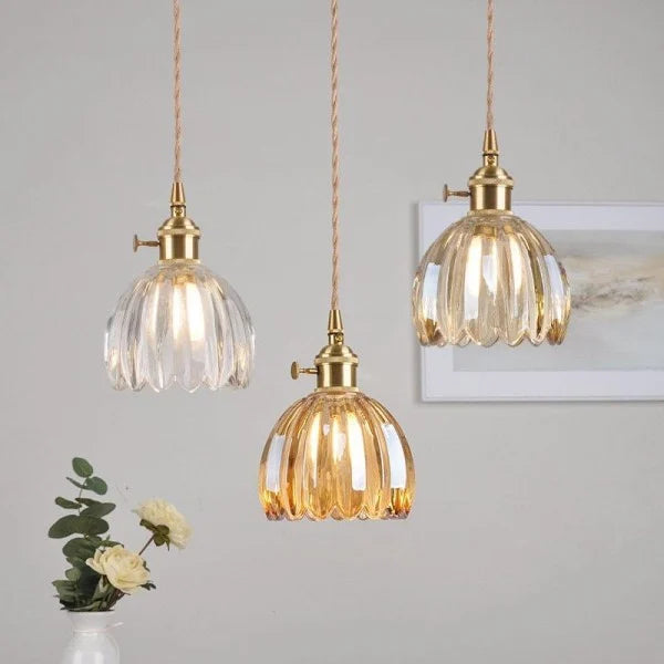 Pendant Light Glass Flower Shade 12.0 cm Warm Indoor Dining Room Kitchen Island Hanging Ceiling Lamp | Thomler