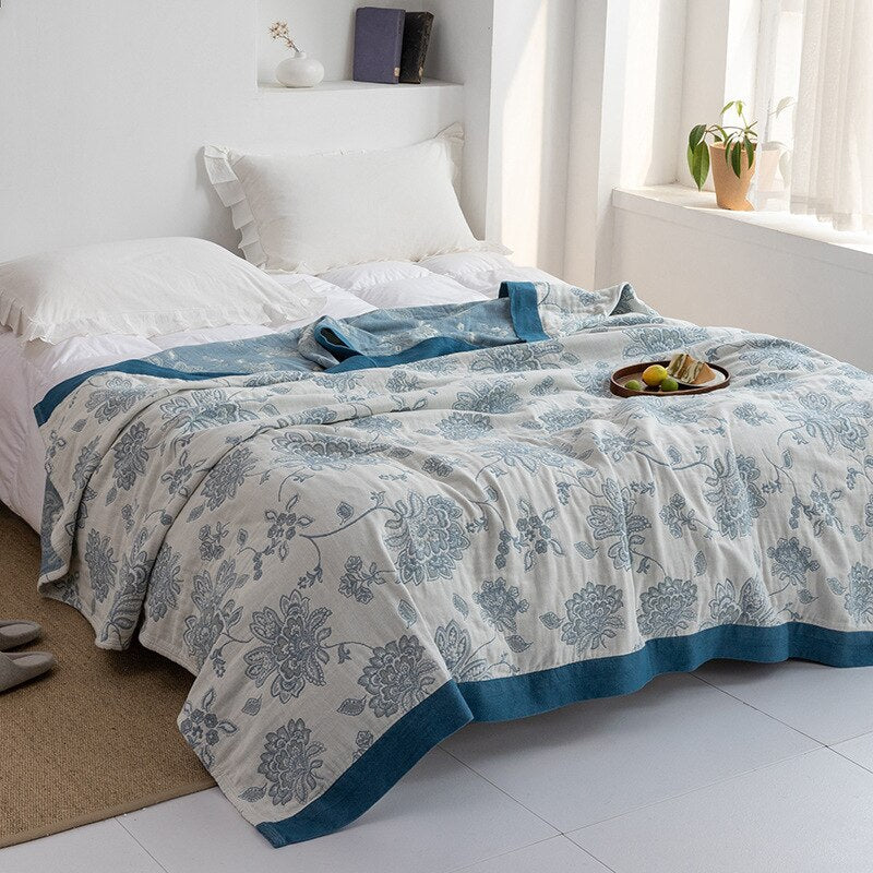 All-Season Cotton Throw Blanket – Japanese-Inspired Coverlet for Bed, Couch & Home Comfort | Thomler